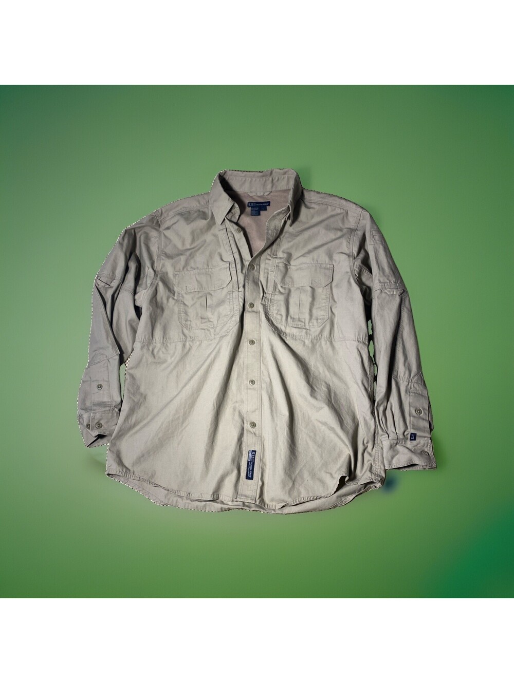 5.11 Tactical Shirt Vented Button Up Long Sleeve Tan Mens Size L Extra Pockets